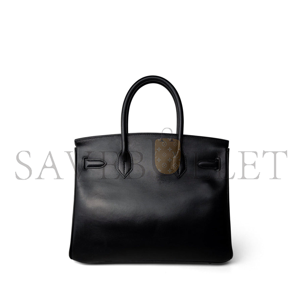 H**mes master birkin 30 box leather black gold buckle h029281ck62 (30*23*15cm)